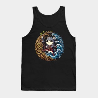 Cute Viking Cat Norse Mythology Celtic Knot Tank Top